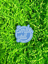 Load image into Gallery viewer, Dark Blue Smile Y'all Sticker
